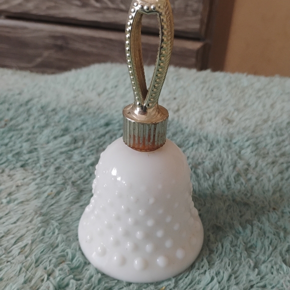 Elegant White Decorative Bell with Gold Handle - Picture 1 of 3